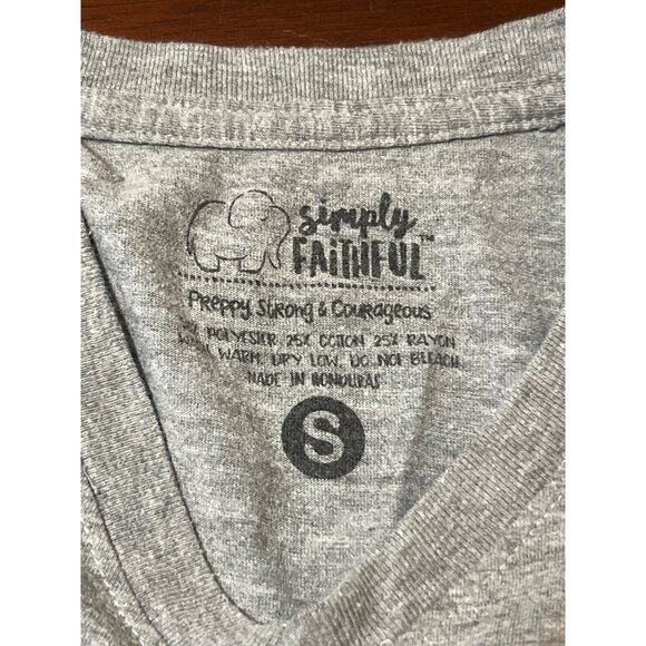 Simply Faithful Gray V Neck T-Shirt Shirt Live Simply Remain Faithful Sz Small - Picture 4 of 4